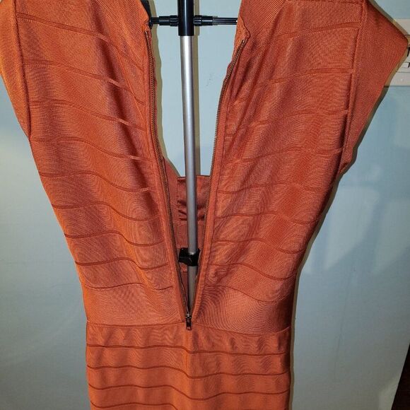 French Connection, Sz 16  Burnt Orange, Short Sleeve. Fall Dress - Picture 13 of 16